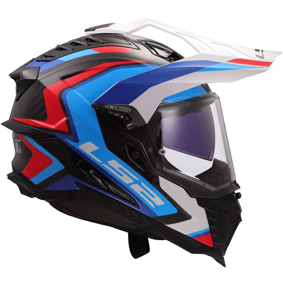 LS2 MX701 C EXPLORER FRONTIER II ADVENTURE MOTORCYCLE HELMET WHITE BLUE