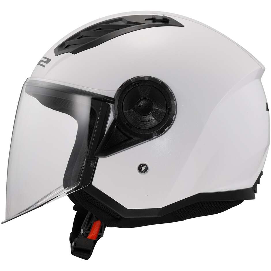LS2 OF616 Airflow II Urban Riders Motorcycle Helmets Solid Gloss White 