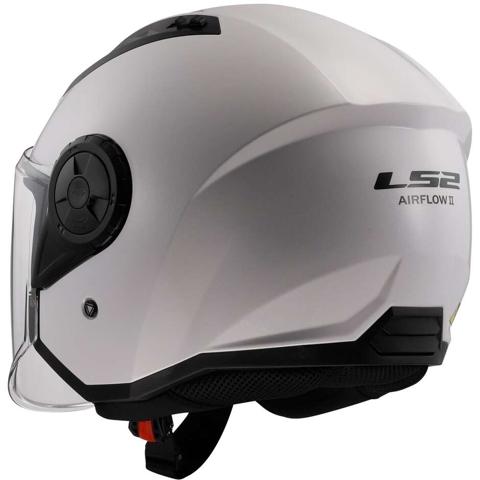 LS2 OF616 Airflow II Urban Riders Motorcycle Helmets Solid Gloss White 