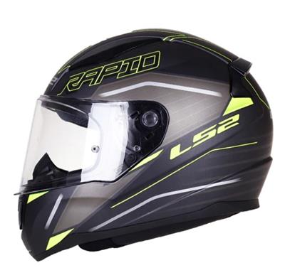 Ls2 Ff353 Rapid  Rokku Full Face Helmet  M.Black H-V Yellow-06 