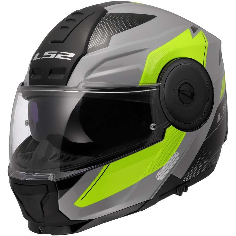 LS2 FF902 Scope II Modular Motorcycle Helmet Duria Grey H.V Yellow maximomoto.uk!