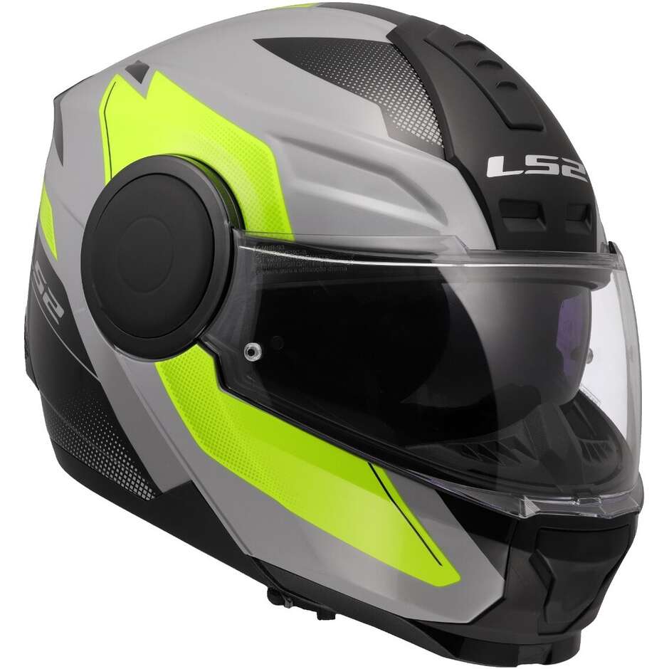 LS2 FF902 Scope II Modular Motorcycle Helmet Duria Grey H.V Yellow