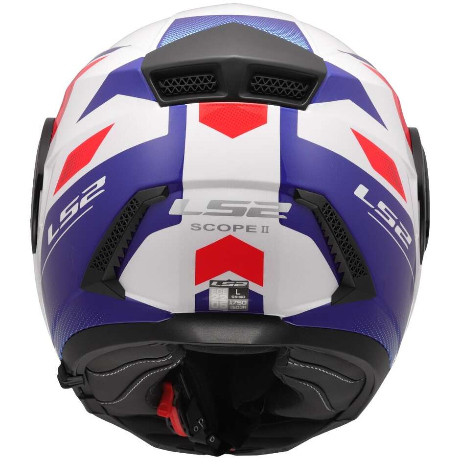 LS2 FF902 Scope II Motorbike Modular Helmet White Blue Red