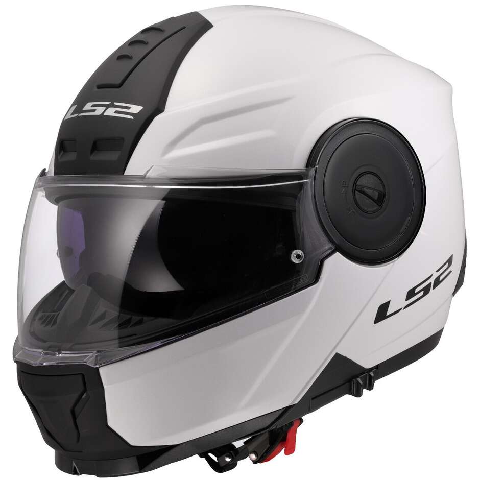 LS2 FF902 Scope II Modular Motorcycle Helmet Solid Gloss White maximomoto.uk!