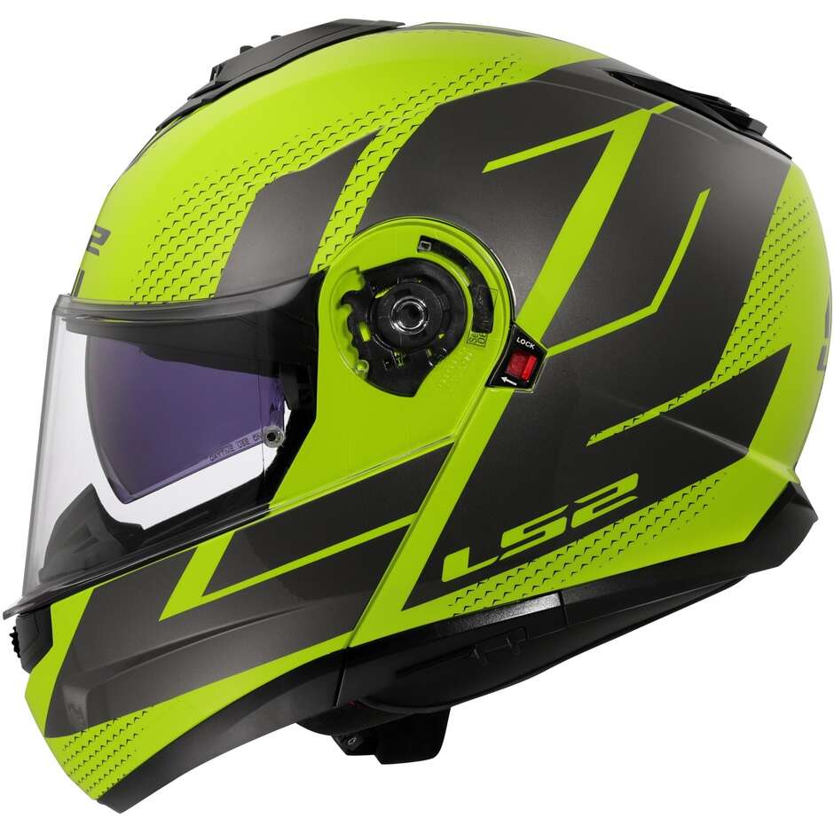 LS2 FF908 STROBE II CODE MOTORCYCLE MODULAR HELMET HI-VIZ YELLOW/GREY