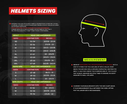 motorcycle helmet size chart size guide