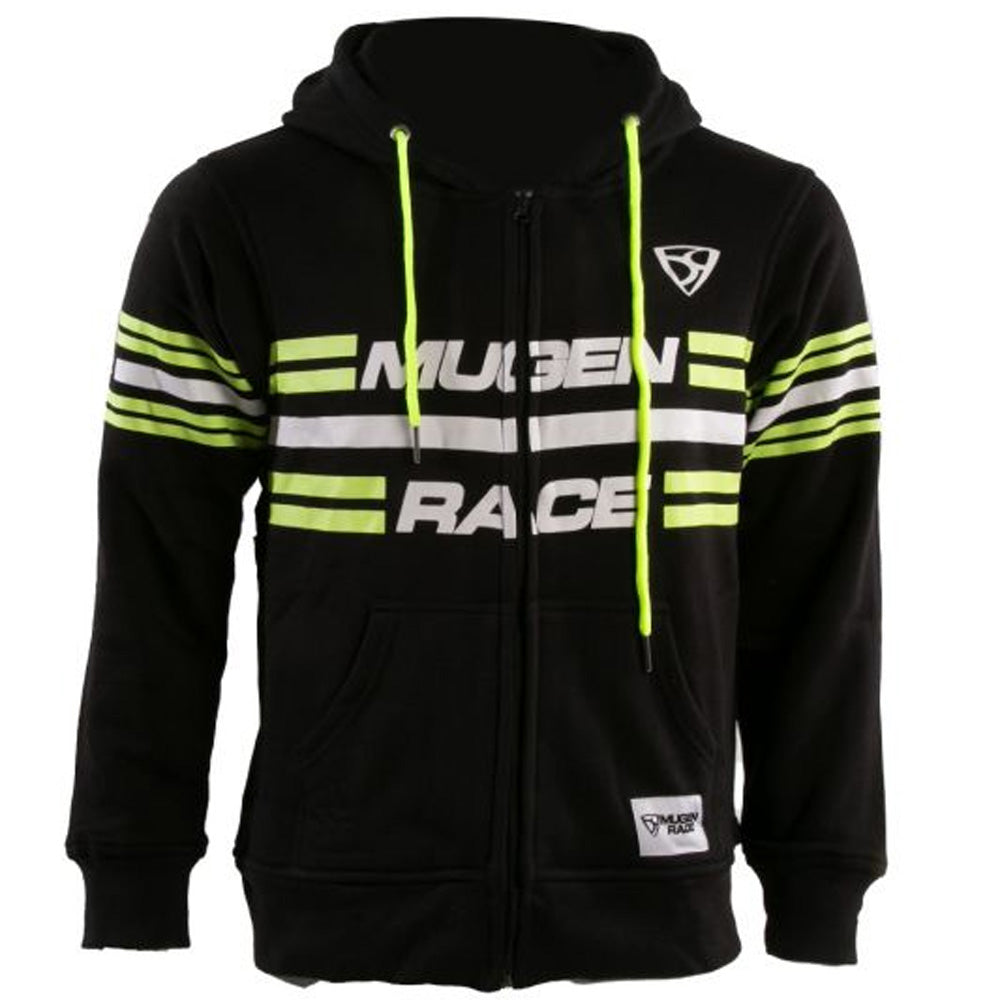 mugenrace h-mnr-2487 stripe black fluo zip-up hooded sweatshirt