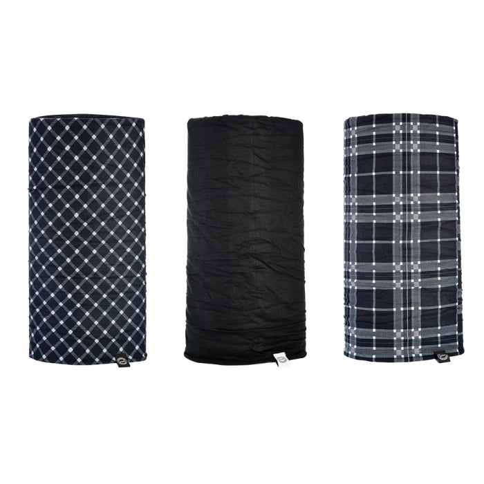 Oxford Comfy 3 Pack Multifunctional Neck & Headwear  Black White Tartan