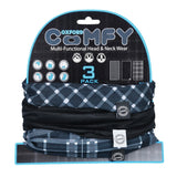 Oxford Comfy 3 Pack Multifunctional Neck & Headwear  Black White Tartan
