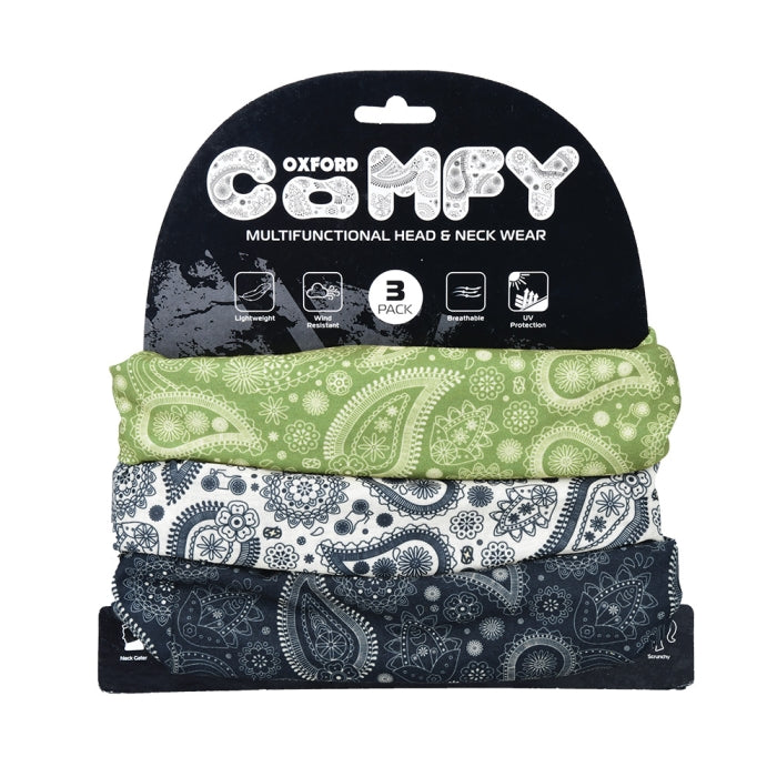 Oxford Comfy 3 Pack Multifunctional Neck & Headwear Paisley