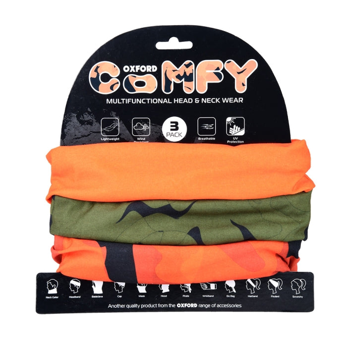 Oxford Comfy 3 Pack Multifunctional Neck & Headwear  Havoc Orange