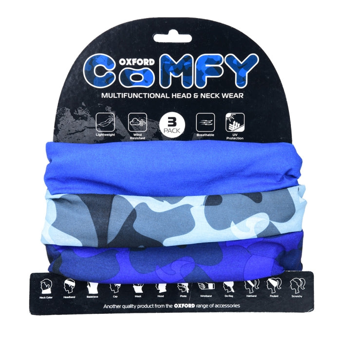 Oxford Comfy 3 Pack Multifunctional Neck & Headwear  Havoc Blue