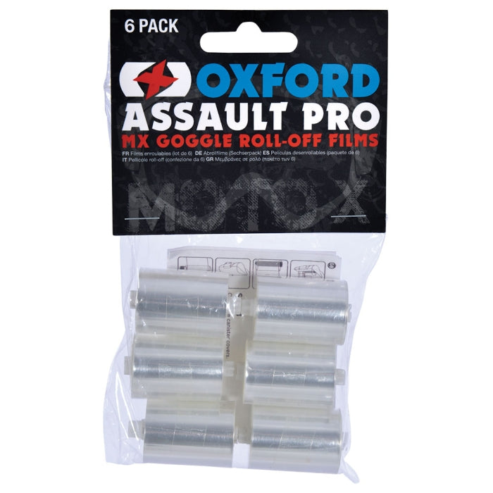 Oxford Roll-Off Film Refill Pack for Assault Pro Goggles – 6 Pack