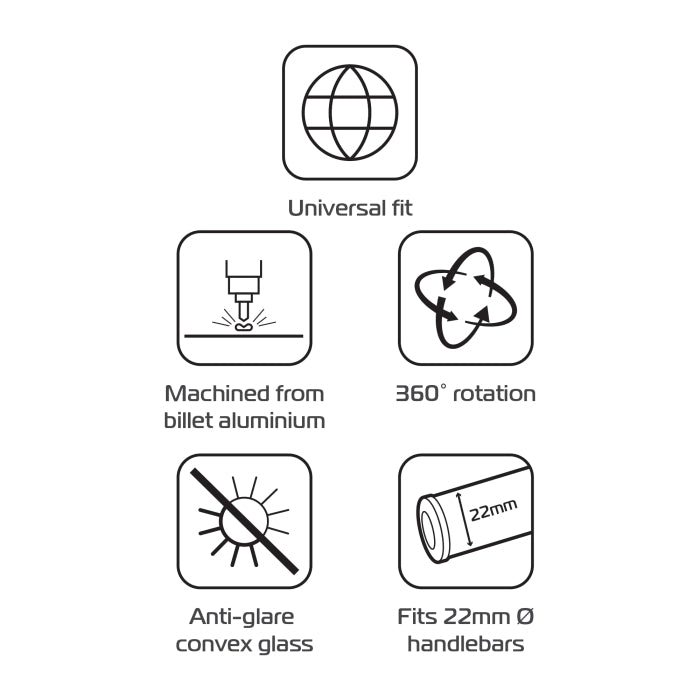Oxford Arrow 360 Bar End Mirror  with 360° Adjustability 