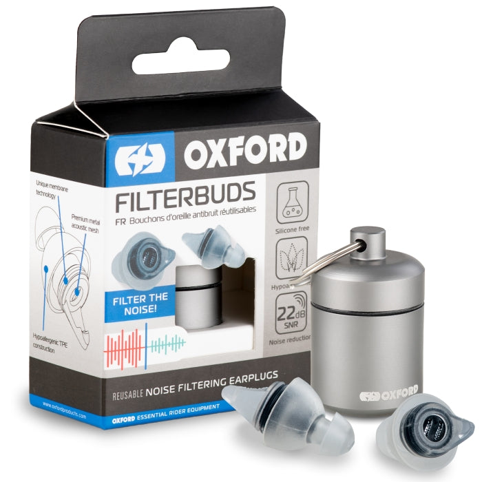 Oxford FilterBuds 22 SNR – Precision Noise Filter Earplugs for Riders Maximomoto.uk