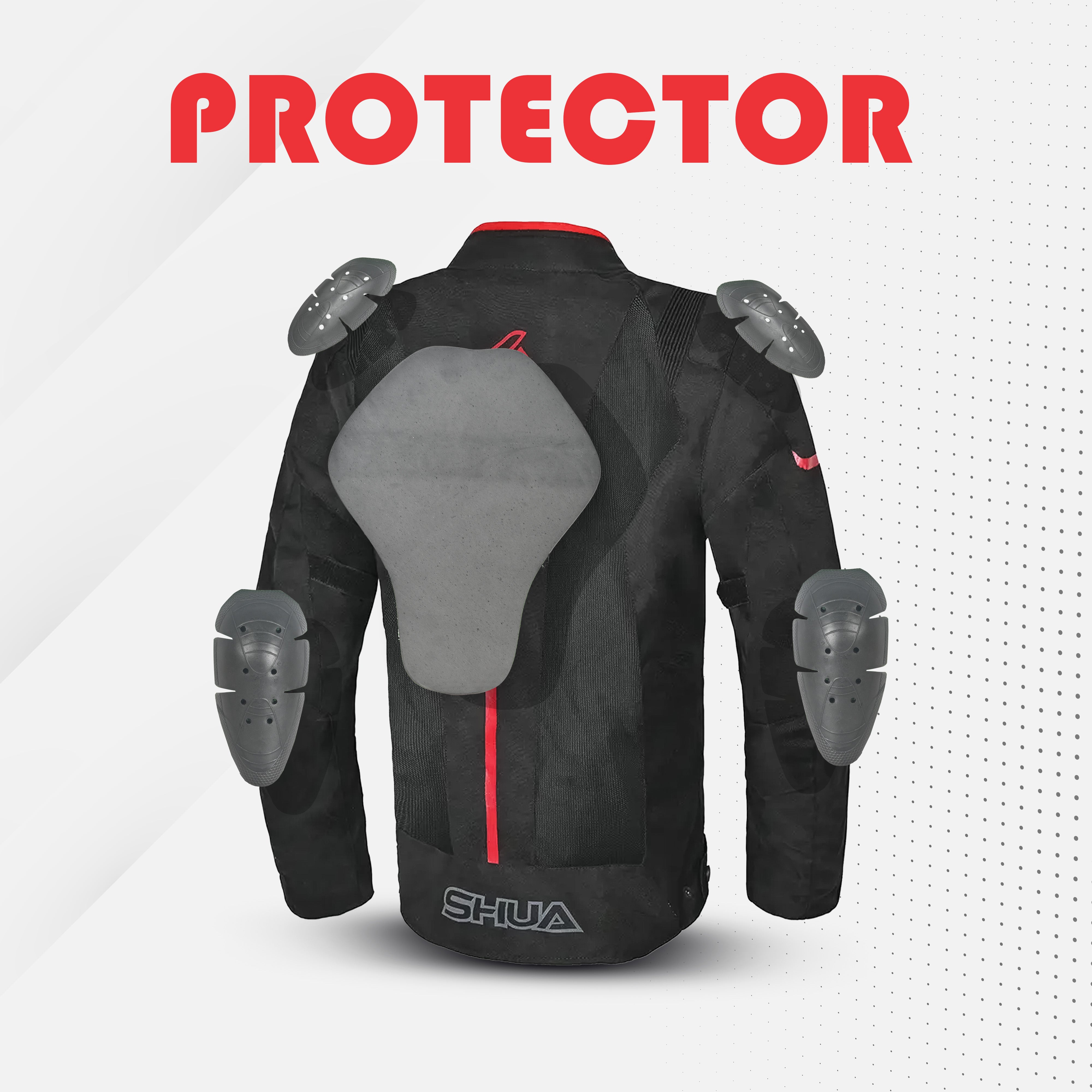 SHUA Gravity Mesh Summer Motorcycle Jacket Black Red