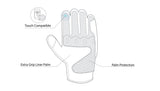 infographic sketch r-tech falcon black and blue gloves front side view