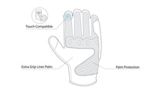 infographic sketch r-tech falcon black and blue gloves front side view