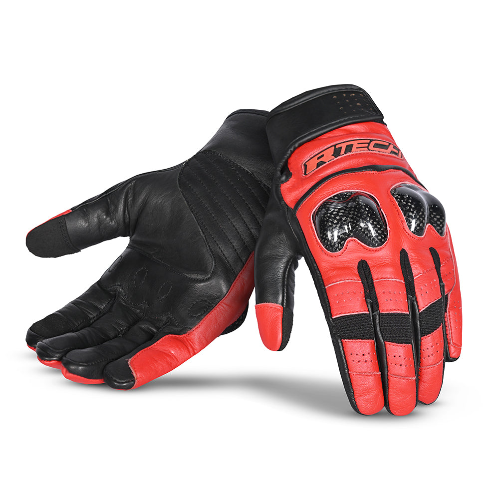 r tech falcon motorbike gloves black red