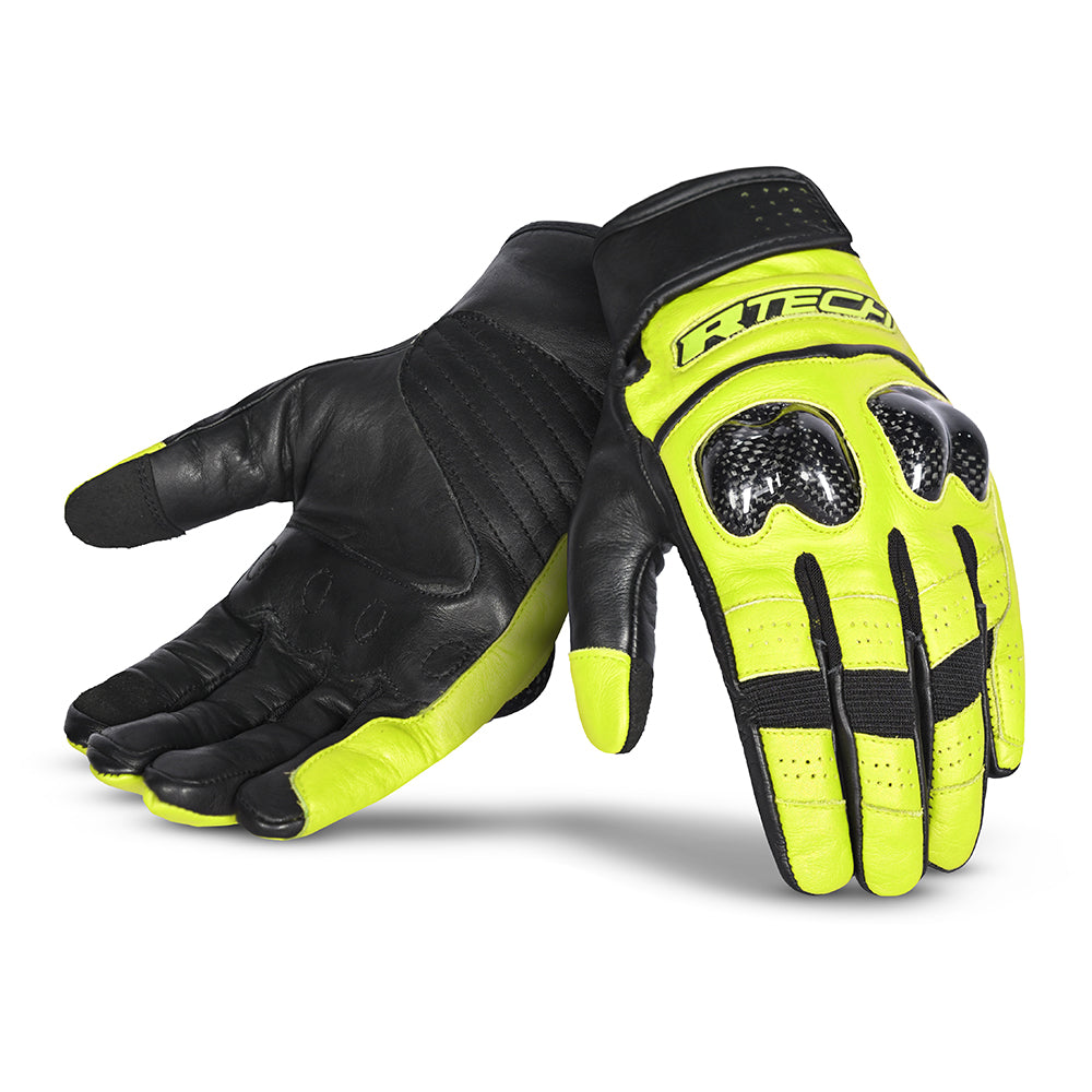 r tech falcon motorcycle gloves black yellow fluo