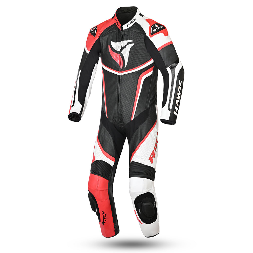 r tech hawk 1pc motorcycle racing suit black white red