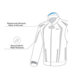infographic sketch r-tech marshal textile jacket black and yellow front right side view