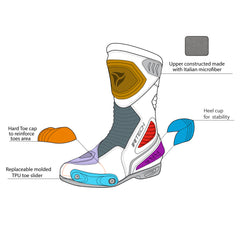 infographic sketch r-tech performer man racing black boot front side view