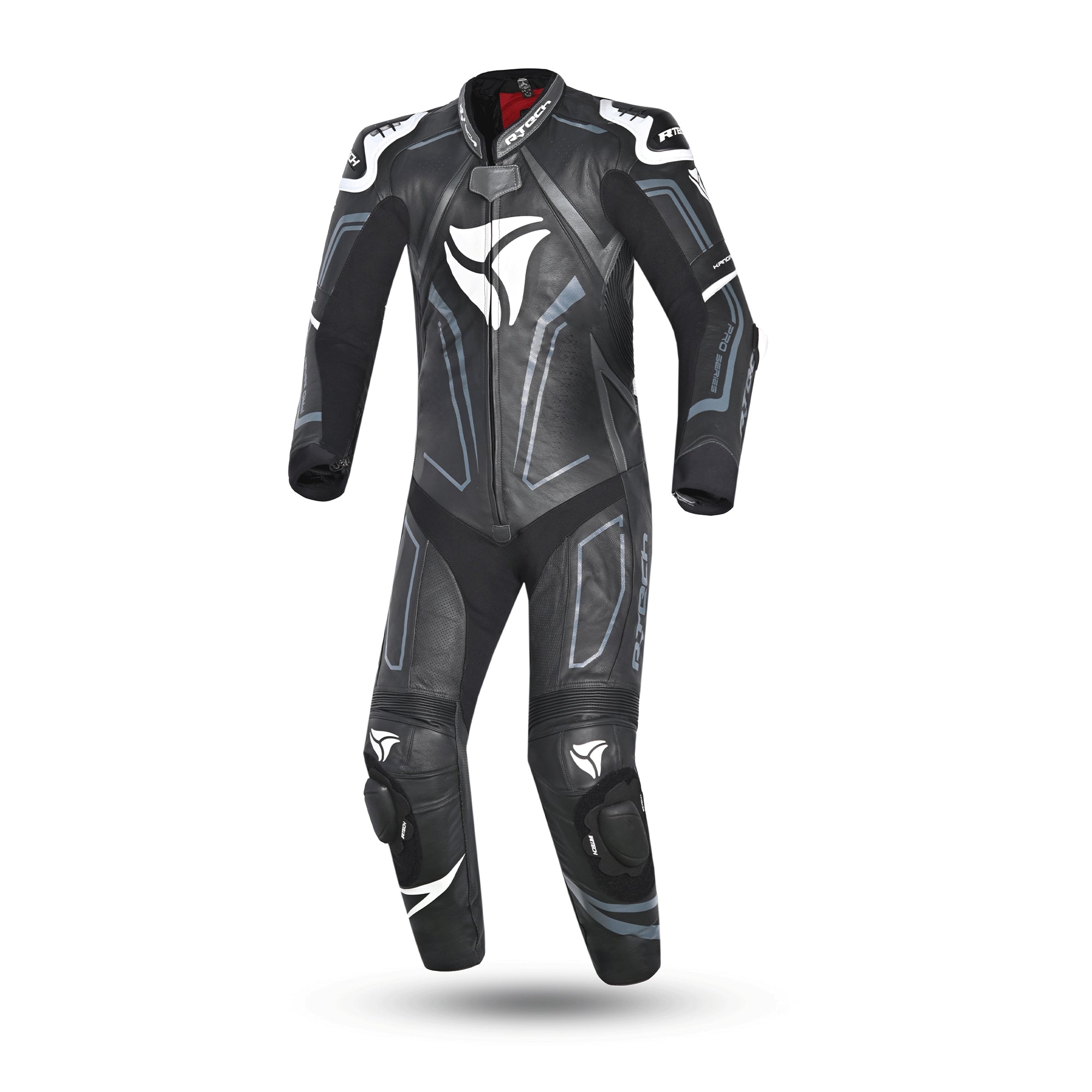 r-tech rising star 1 pc motorcycle suit black white