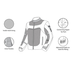 infographic sketch r-tech spiral mesh textile jacket Anthracite-Grey and Green top front side view