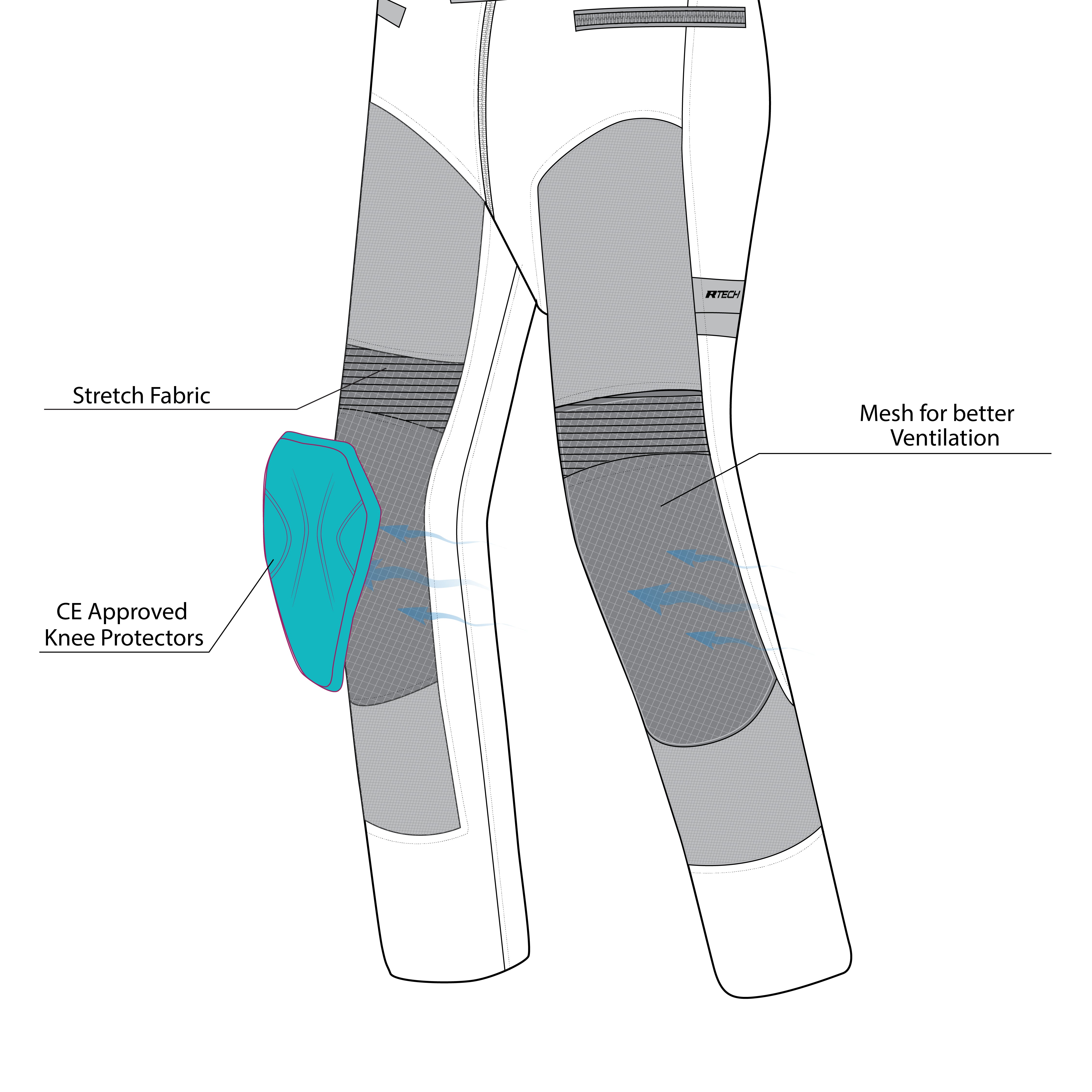 infographic sketch r-tech spiral touring pant ice front bottom view 