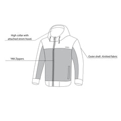 infographic sketch r-tech suspension hoodie black and grey front side view