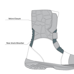 infographic sketch r-tech traveler wr motorbike touring black boot back side view