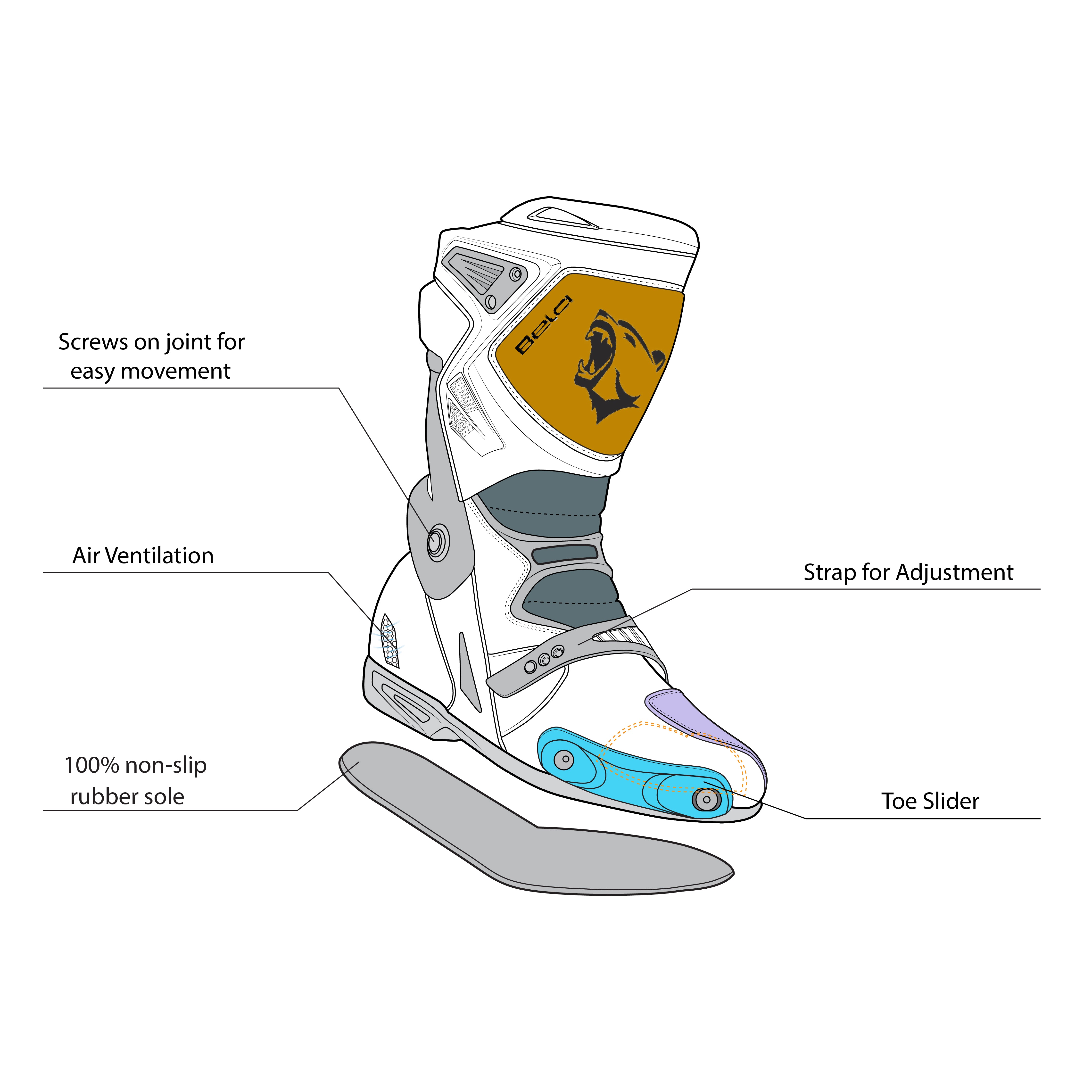 BELA RACE PRO (R-6) RACING MOTORCYCLE BOOTS  BLACK GREY YELLOW