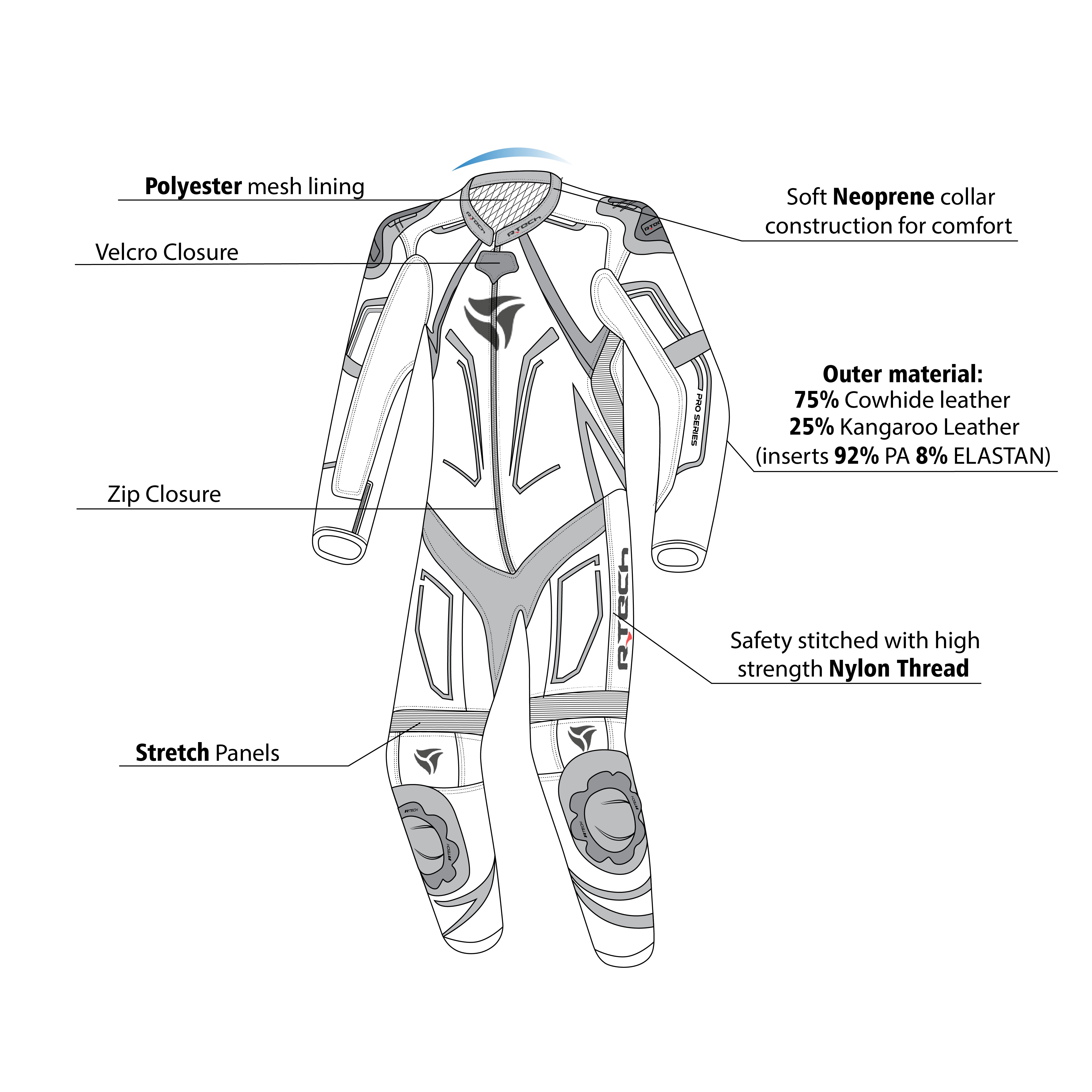 R-TECH Rising Star 1 PC Motorcycle Racing Suit Black Yellow