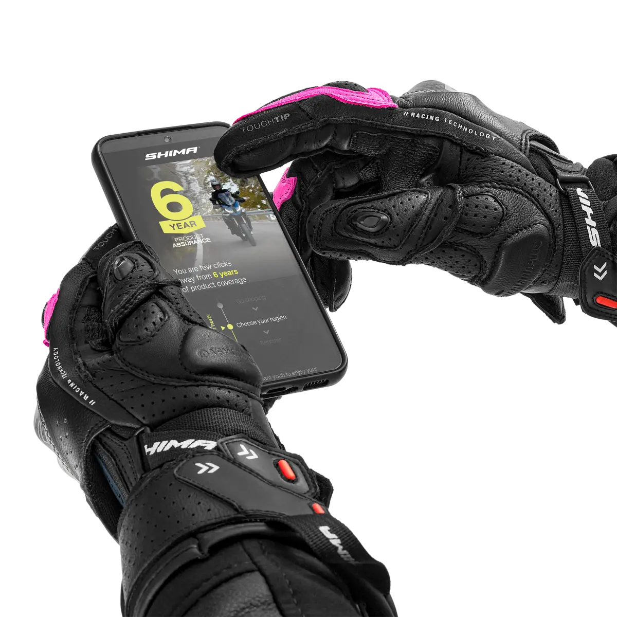 SHIMA RS-3 LADY MOTORCYCLE GLOVES BLACK PINK