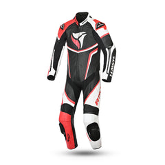 R Tech Hawk 1PC Motorcycle Racing Suit Black White Red front view
