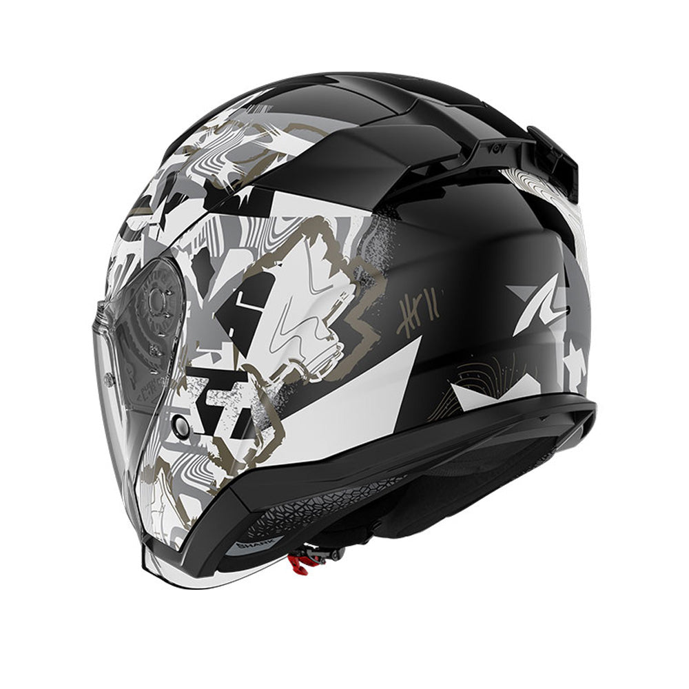 SHARK SKWAL JET PRANZ MOTORCYCLE HELMET BLACK WHITE GOLD