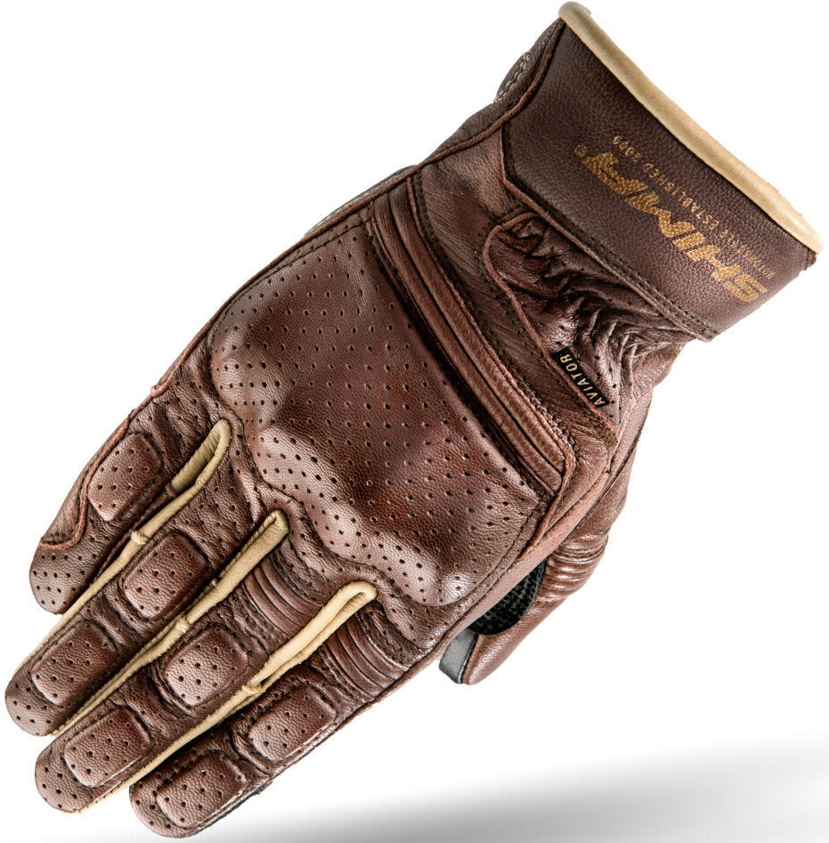 shima aviator touring motorcycle gloves brown