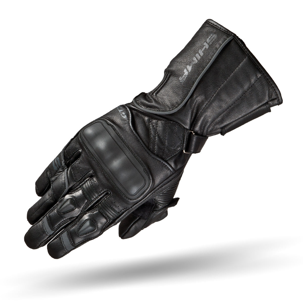 shima gt-1 long black leather motorcycle gloves