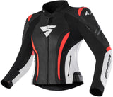 shima miura 2.0 women's motorcycle leather jacket black white fluo red