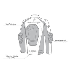 infographic sketch shua immortal textile racing jacket black and yellow flouro back side view