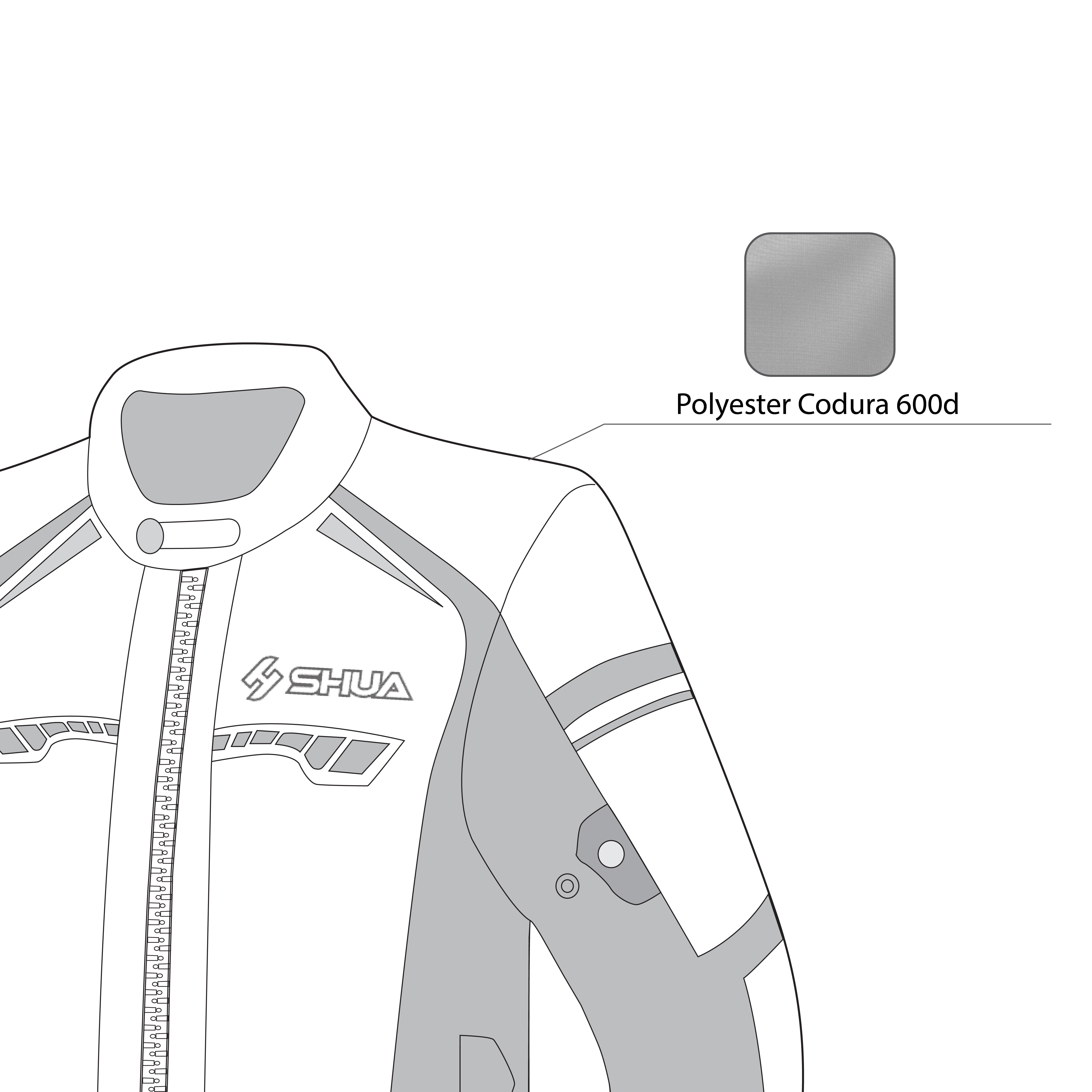 infographic sketch shua immortal textile racing jacket black and yellow flouro left side view