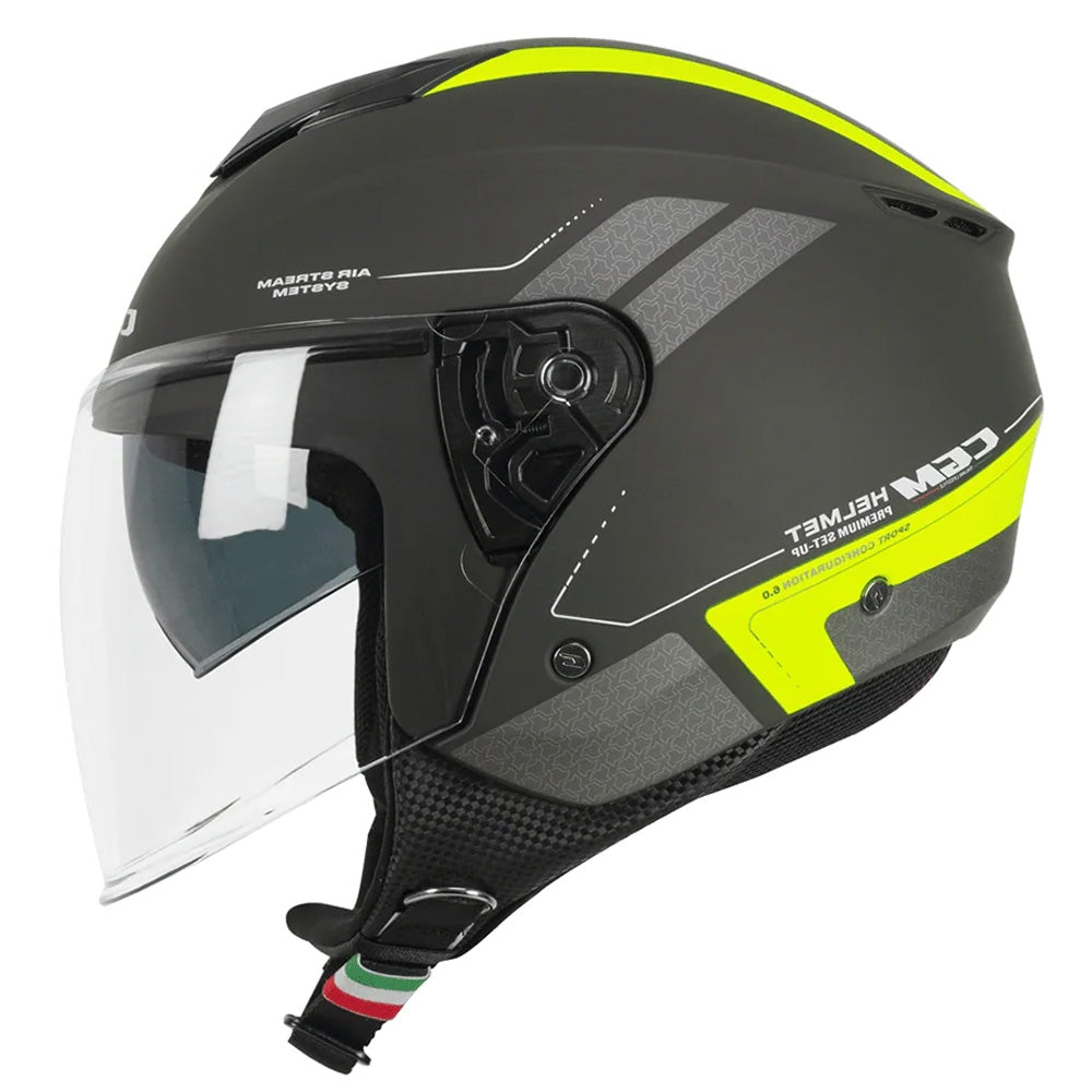 CGM 126G IPER CITY Casco de Moto Grafito Amarillo Fluo 