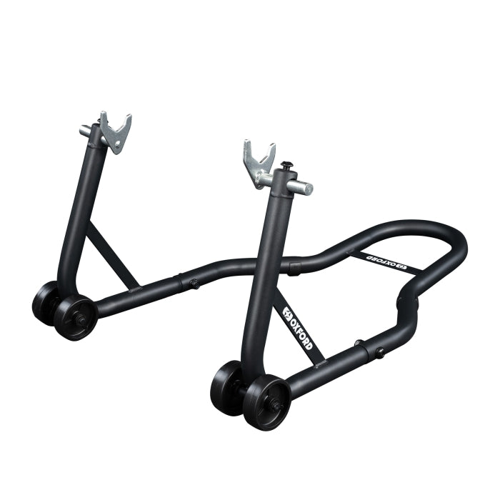 Oxford Black Rear Paddock Stand 2.0 Motorcycle Lift with Bobbin Forks MaximumTo.uk