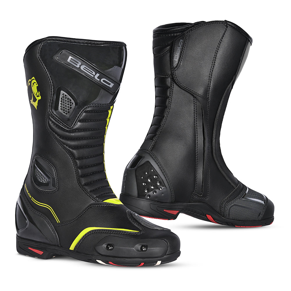 BELA Micro Strip Boots Racing Boots Black Yellow Flouro 