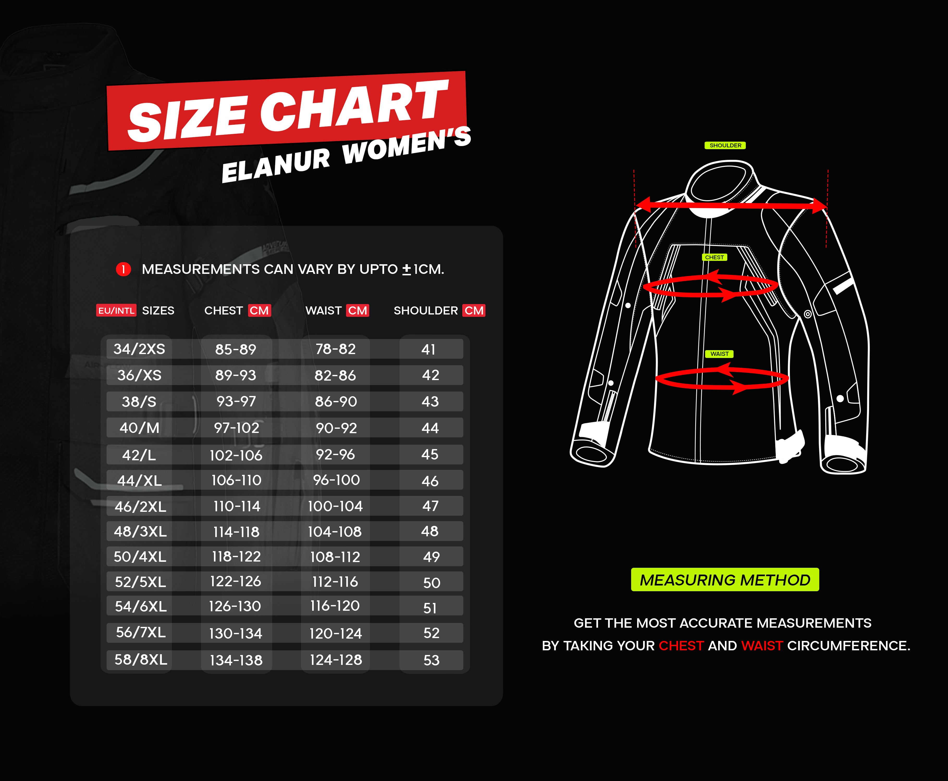 Size Chart Motorcycle Jacket Sleeve Length Motorbike Jacket Rst
