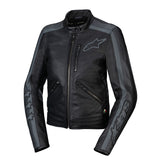 Alpinestars Stella Dyno Women's Leather Motorcycle Jacket Black Tar Grey Dark Grey