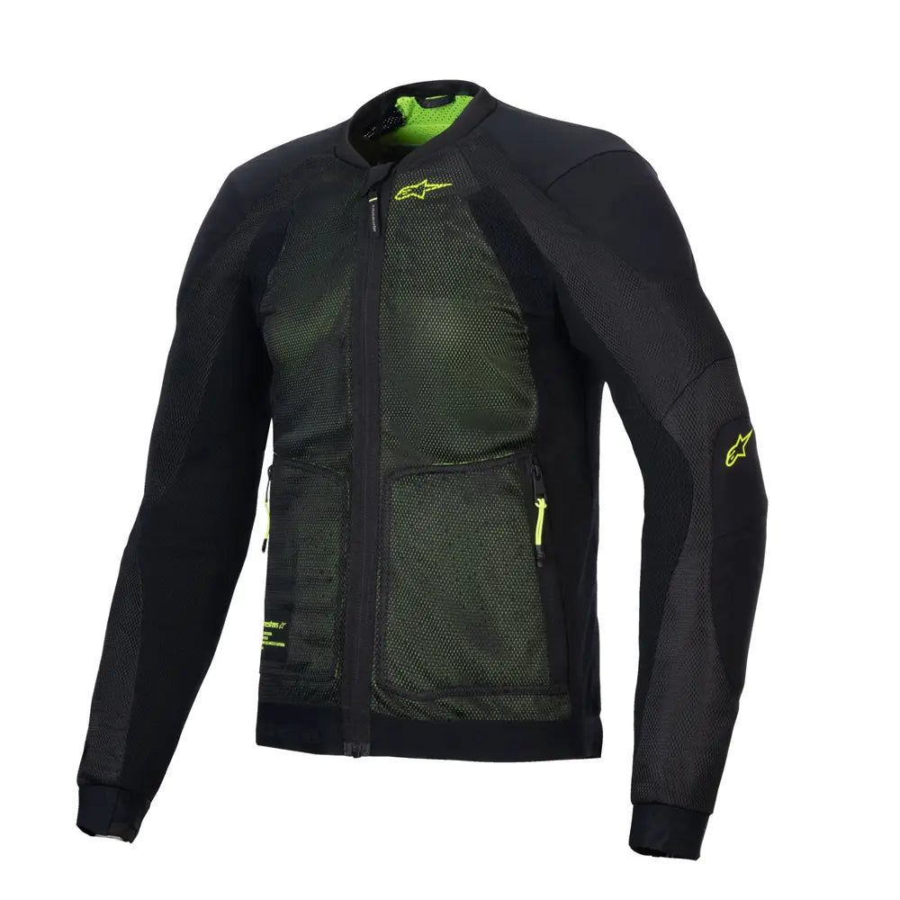 Alpinestars Troop-Air Men’s Mesh Motorcycle Jacket Black Yellow Fluo