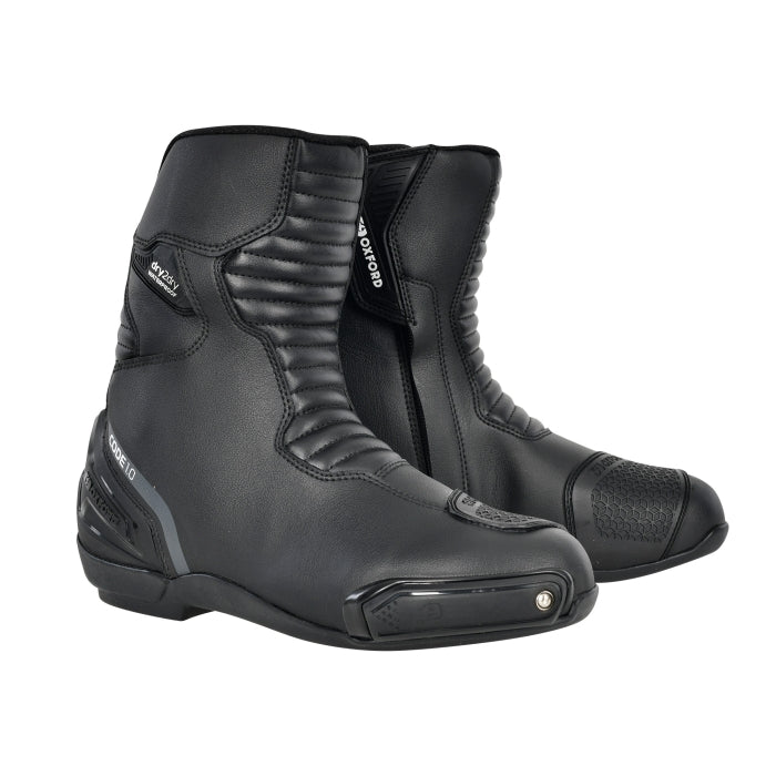 Oxford Code 1.0 Mid Dry2Dr  Men’s Waterproof Motorcycle Boots Stealth Black maximomoto.uk!