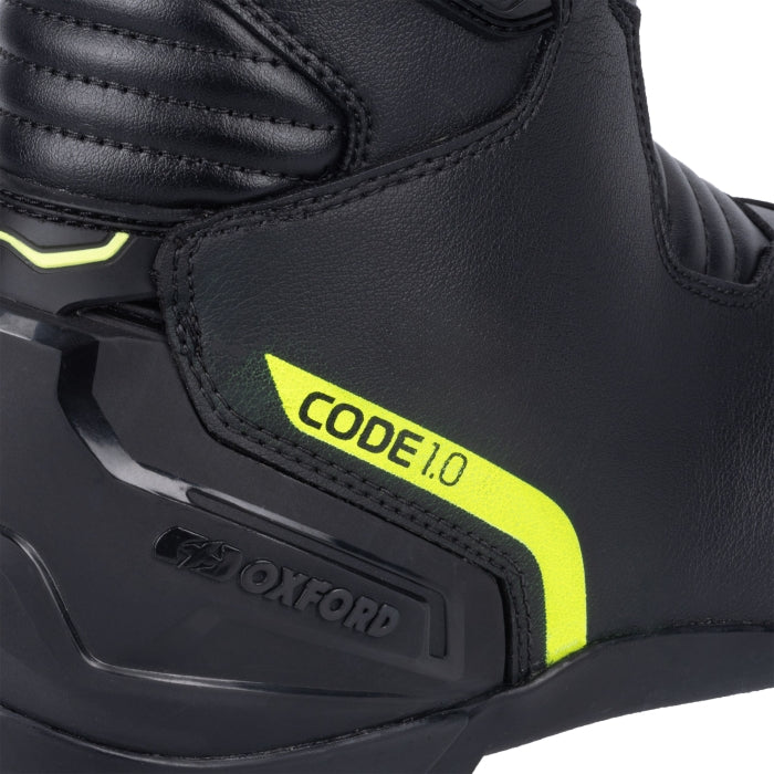 Oxford Code 1.0 Mid Dry2Dr  Men’s Waterproof Motorcycle Boots Black / Fluo Yellow